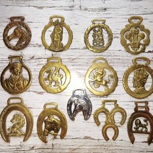 Vintage Horseshoe Brass Ornament, English Brass Decor, Horse Lovers Gift